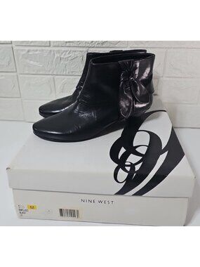NINE WEST Women's Black Leather Upper Ankle boots NWCLEEO Size 5.5 Please Read
